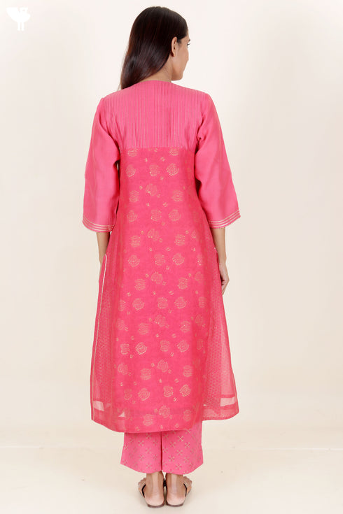 Chanderi Silk Kurta Pant And Dupatta Set In Block Print